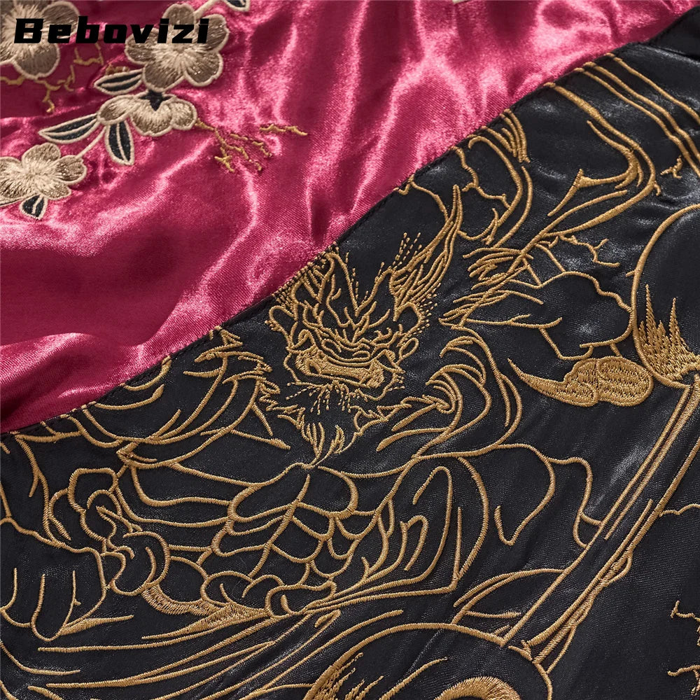 Japanese Anime Demon Embroidered Zipper Jacket Autumn Streetwear Hip Hop Men's Harajuku Baseball Coat Clothing