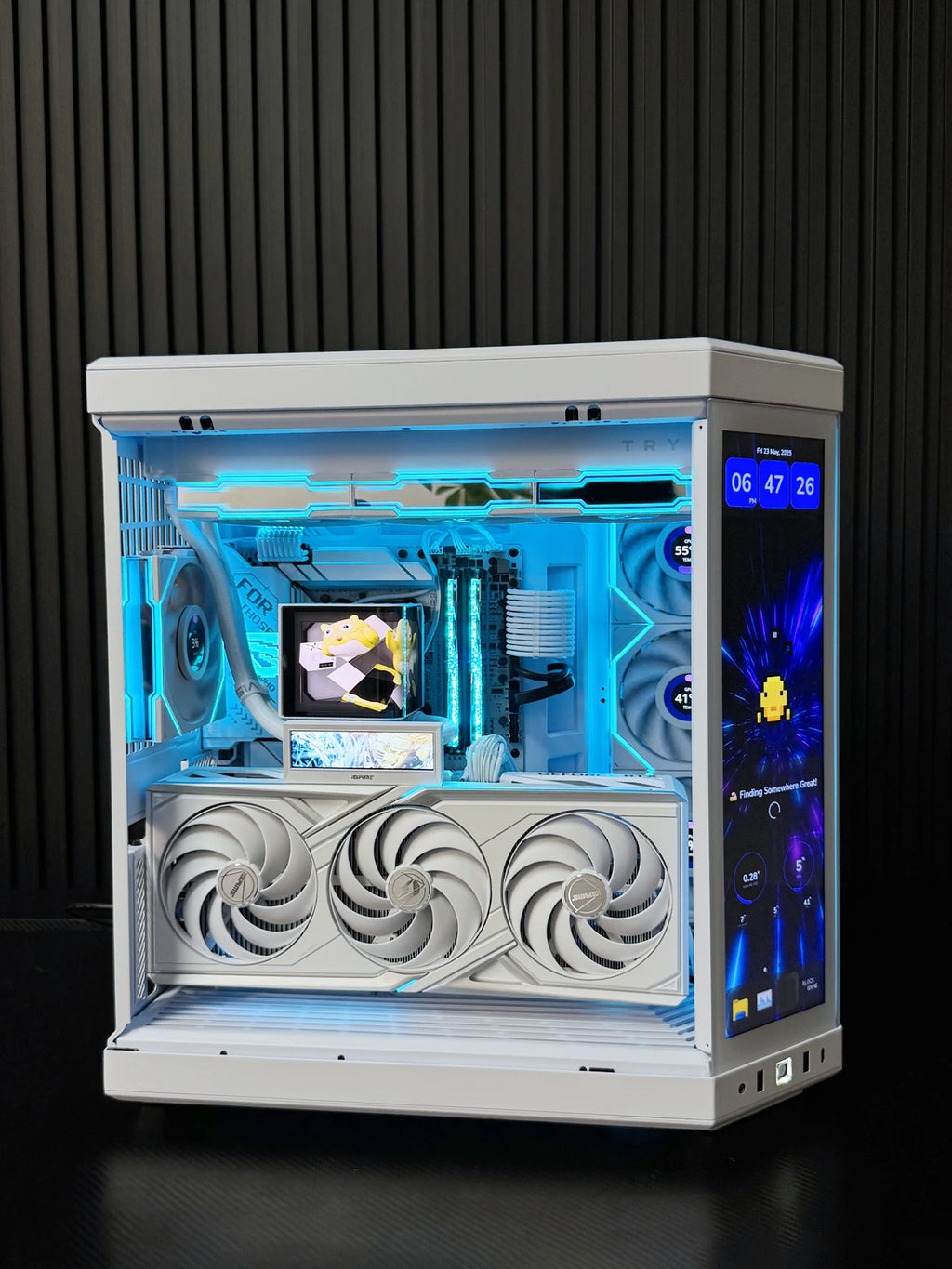 Pure white high-end sea view room computer host 9800X3D 5080 high-value touch screen desktop