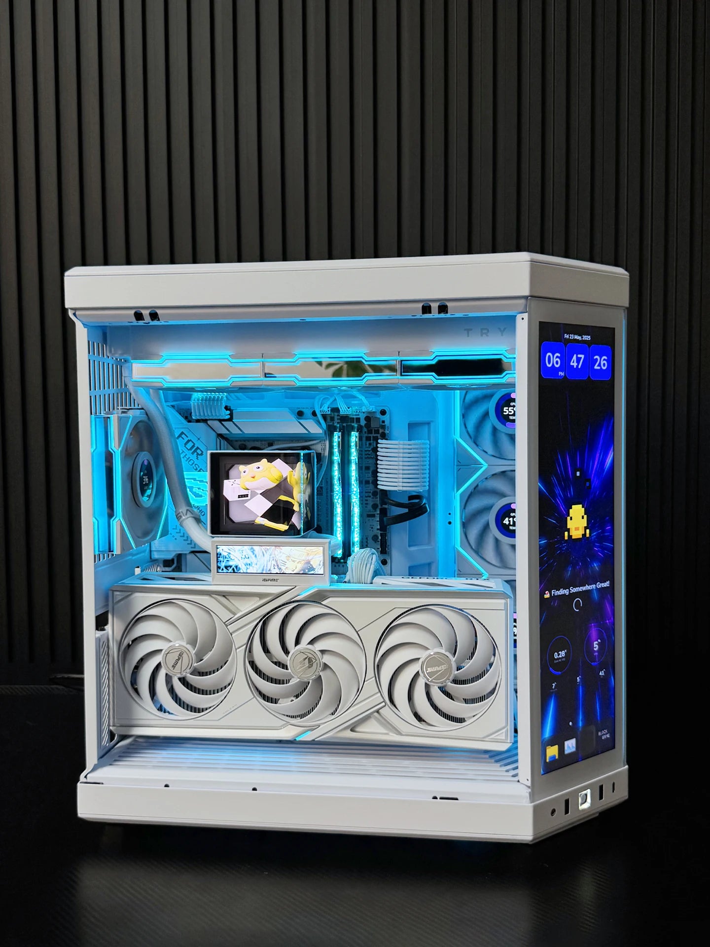 Pure white high-end sea view room computer host 9800X3D 5080 high-value touch screen desktop