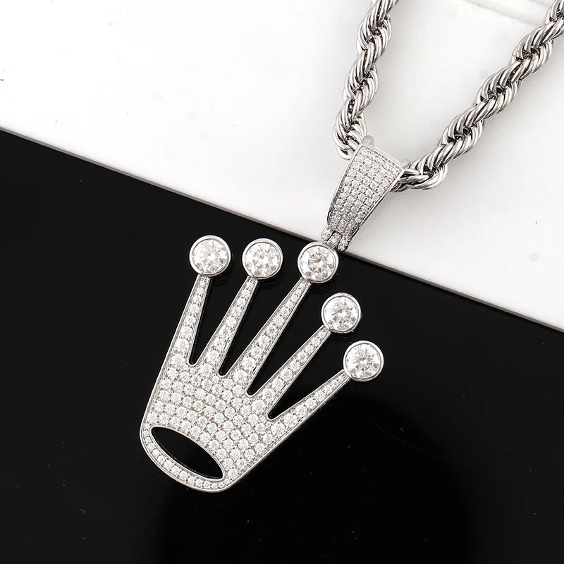 Provence custom hip hop jewelry 925 silver crown pendant iced out lab diamond pendant men women party birthday Anniversary gift