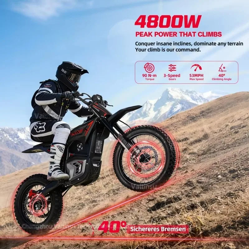 EM5 PRO 4000W Geared Motor Off-Road 60V Electric Dirt Bike All Terrain Ebike Electric Motorcycle