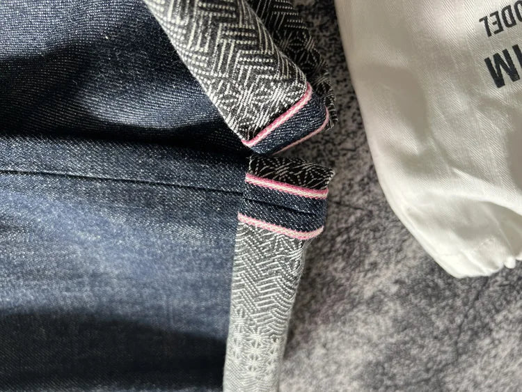 15oz Heavyweight Thick Selvedge Indigo Denim Jeans Sakura Ruffle 2025 Spring 100% Cotton Loose Straight Pants Japanese Men