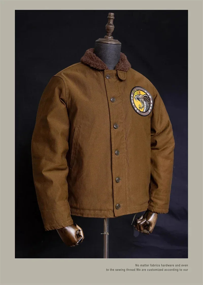 N-1 Red Tornado Naval Deck Jacket Jungle Cloth Shell Alpaca Lined Coat Men Vintage Workwear 2026ss design