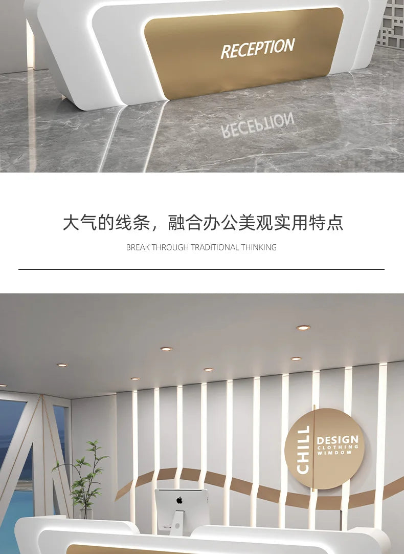 Italian Minimalist Checkout Counter Nordic Luxury Beauty Salon Medical Reception Desks Training Institution Office Furniture FYR