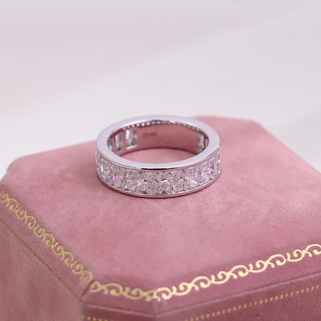 Provence Luxury Radiant Cut Ring 14K 18KGold DEF/VS Lab Grown Diamonds Ring for Women Men Wedding 3/4band Personalized Custom