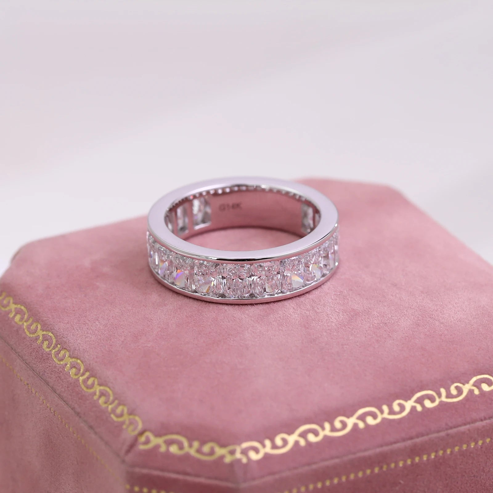 Provence Luxury Radiant Cut Ring 14K 18KGold DEF/VS Lab Grown Diamonds Ring for Women Men Wedding 3/4band Personalized Custom