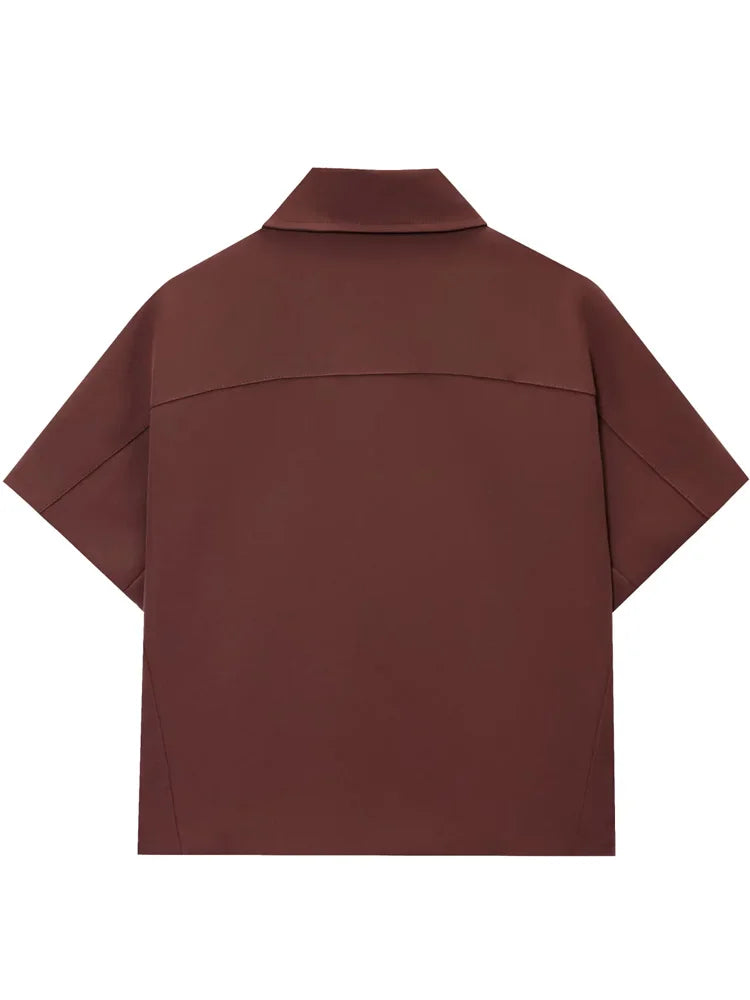 HXAO Cropped Women's Jackets With Zipper Outerwears Top Summer Crop Cardigan Short -Sleeved Female Jacket Black Short Coats