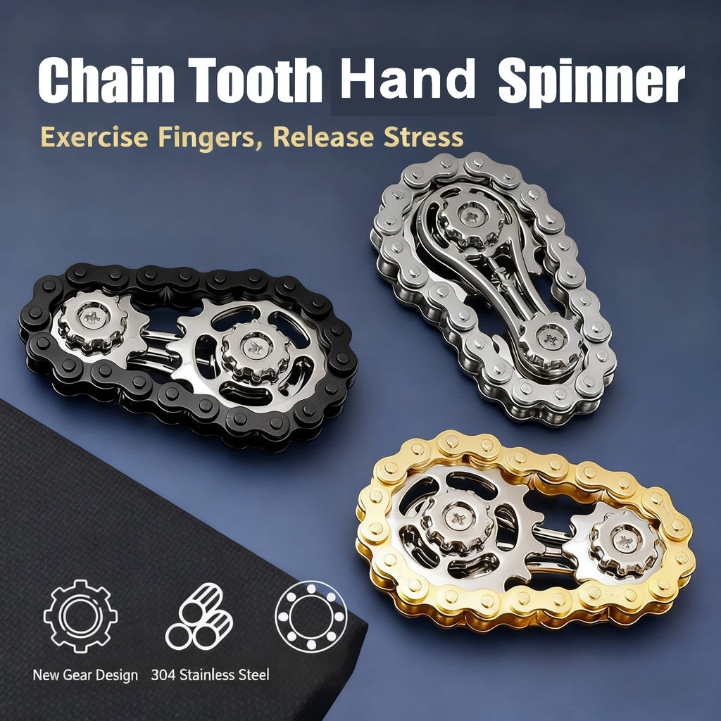 Metal Flywheel Gear Chain Gyro Fingertip Gyro Sprockets Fidgets Toy Anti-stress Fidgeting Spinners Finger Exercise Toys Xmas