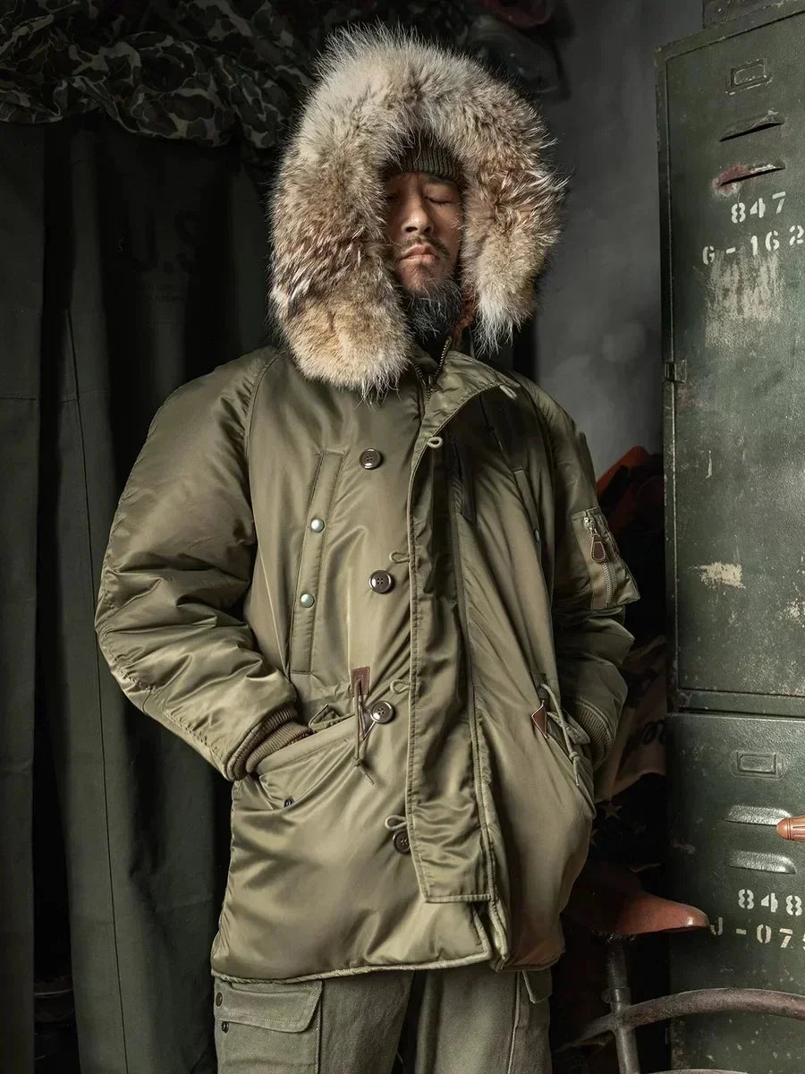 Rugged Bronso Type 2026 N-3 Snorkel Parka Real Fur Collar Heavy Duty Long Bomber Jacket N3B 2026ss design