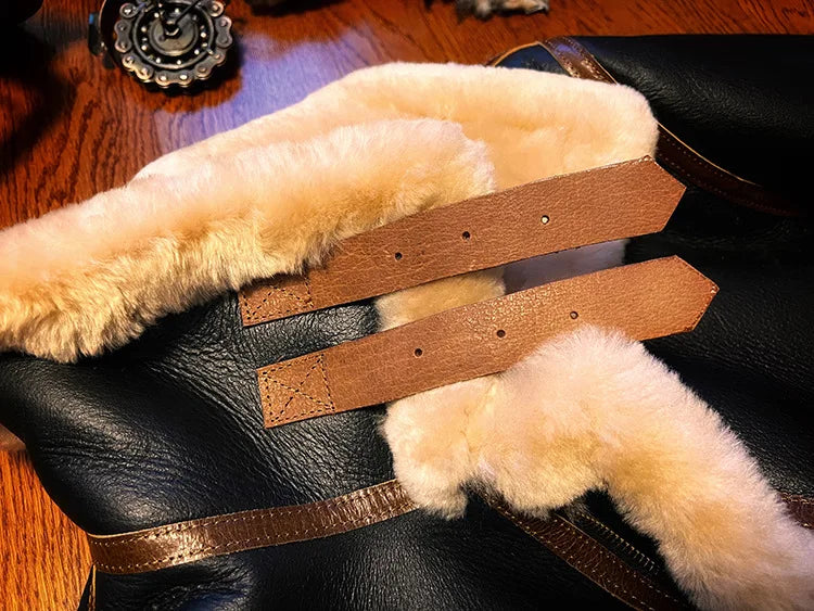 Sheepskin Suit Men's Lambskin Genuine Leather Overcoat Motorcycle Short Leather Fur Coat