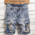 Dragon Embroidered Pants Men's Denim Shorts Men's Summer Thin Overalls 2025 New Designer Five-point Jeans Y2k Clothes Man