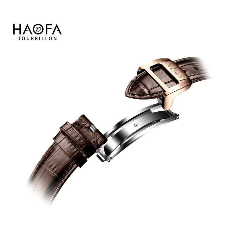 Haofa Skeleton Tourbillon Mechanical Man Watch 1925B Luxury Simple Hollow Tourbillon Movement Men Watches Business