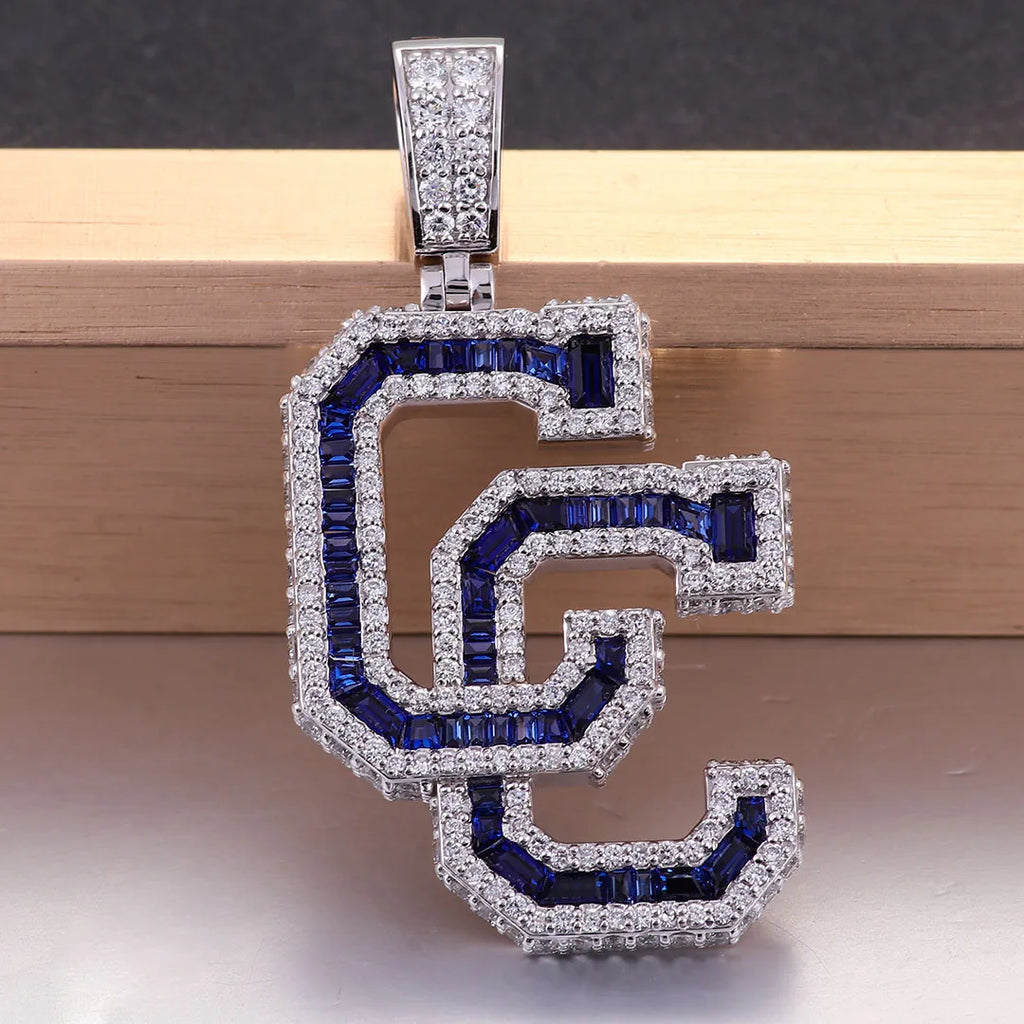 Provence Moissanite Hip Hop Pendant for Men Double C Letter Custom Jewelry 10K Gold Rapper Pendant Miami Rock Pendant for Women