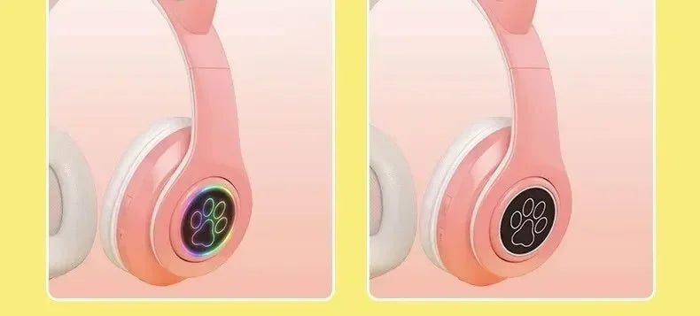 Cute Cat Wireless Headphones RGB Cute Cat Ears Headset With Microphone Noise Cancelling Kid Stereo Music Children's Gifts