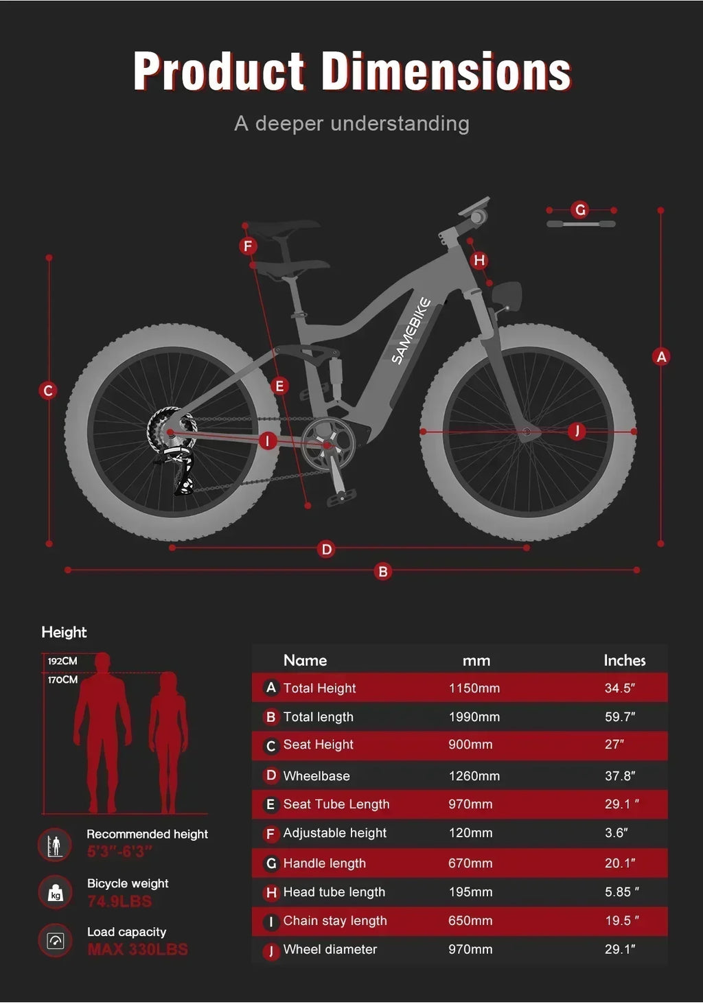 SAMEBIKE RS-A08 Electric Bike 1000W Motor 48V 17Ah Battery Hydraulic brake 26*4.0Inch Fat Tires Electric Bicycle Mountain E-bike