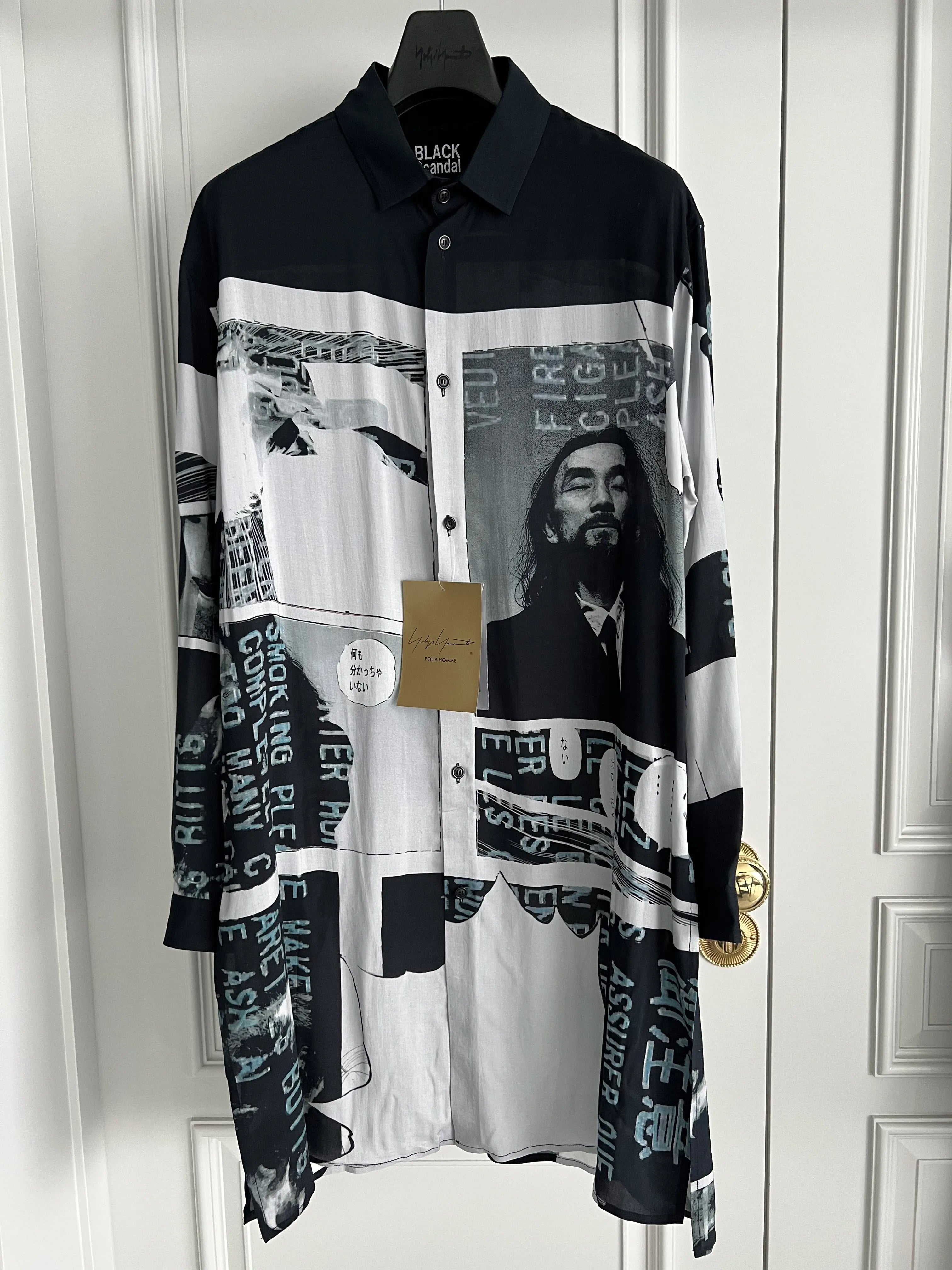 TOP-YAMAMOTO original design hand-drawn cartoon print long shirt for men on the streets of Hawaii