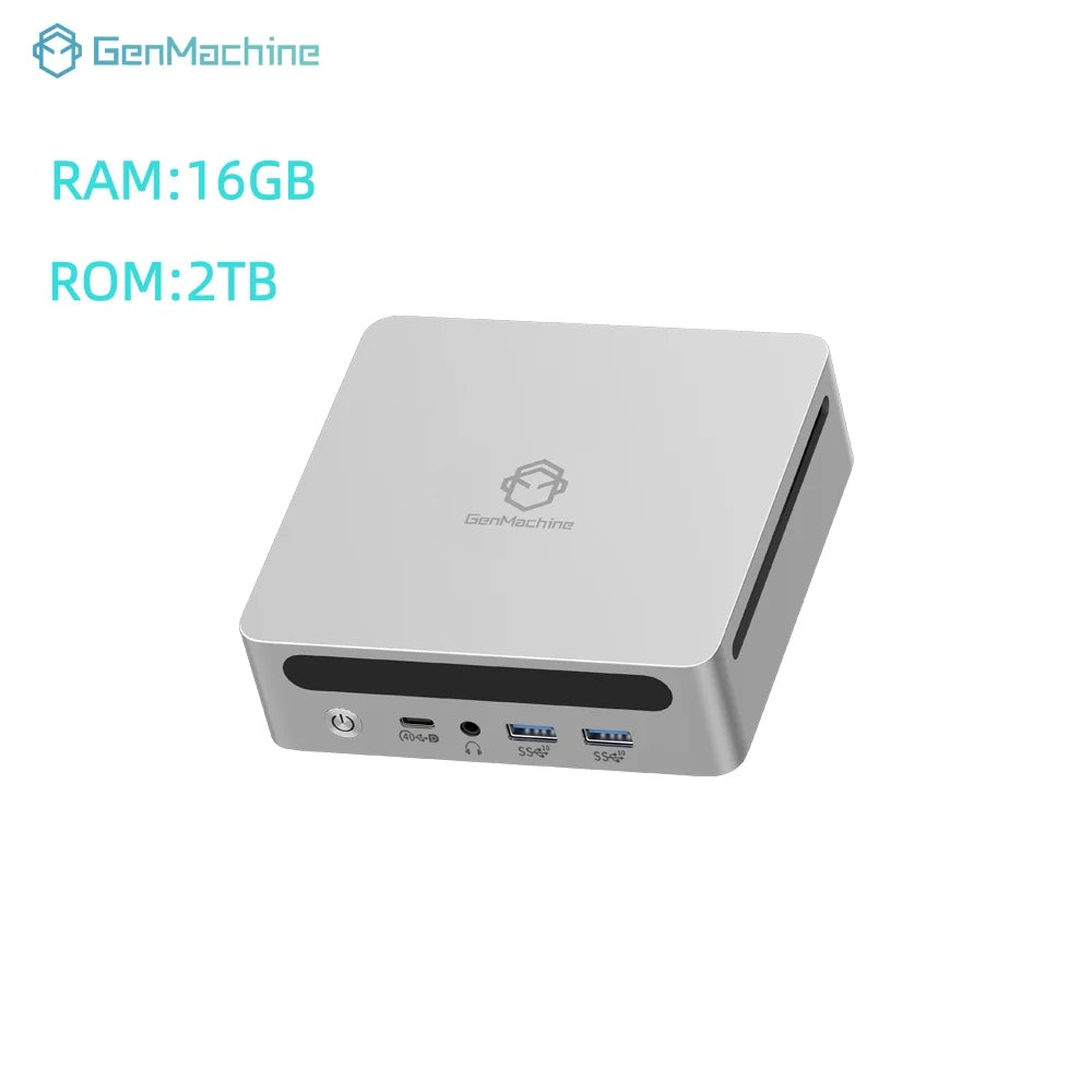 GenMachine AMD Ryzen 5 6600H Mini PC Diy Gaming Computer 4.5GHz 45W 6 Core 12 Thread Windows 11 DDR5 16G 6400Mhz 2.5G LAN USB4