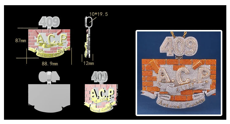 Full Zircon Iced Out Gaming Controller Pendant – 3D Realistic Gamepad with Red Gem Buttons & Crown Detail