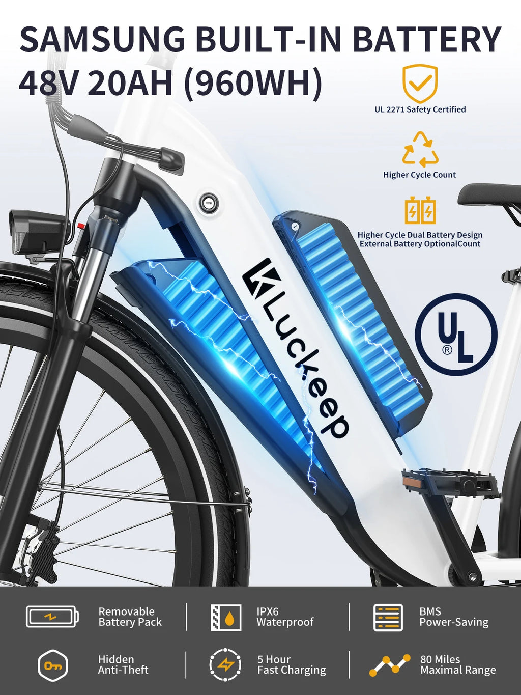 Electric Bike 750W Motor 48V20AH Battery Smart APP Remote Control E-Bike 26*3.0-inch Tire Torque Sensor Aldult Electric Bicycle