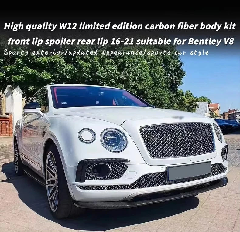 2016-2018 Carbon Fiber forBentley Bentayga V8 Upgrade W12 Style Body Kit Front Lip Rear Lip Spoiler Side Exhaust Pipe Kit