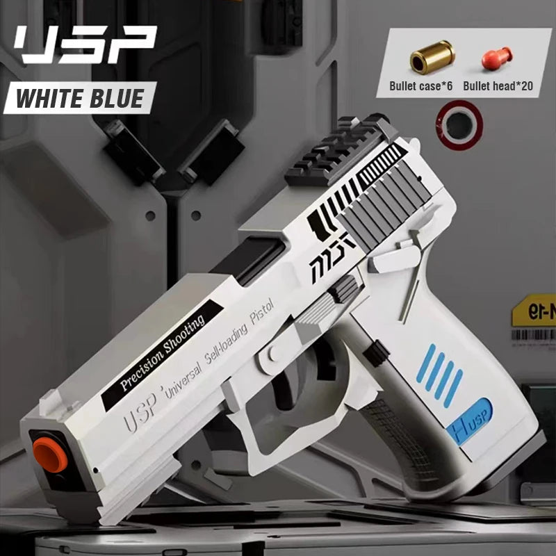 Shell Ejecting Toy Gun Airsoft Pistol Soft Bullet USP Weapon Children Armas Continuous Shoot Outdoor Game Toys for Boys Kid Gift
