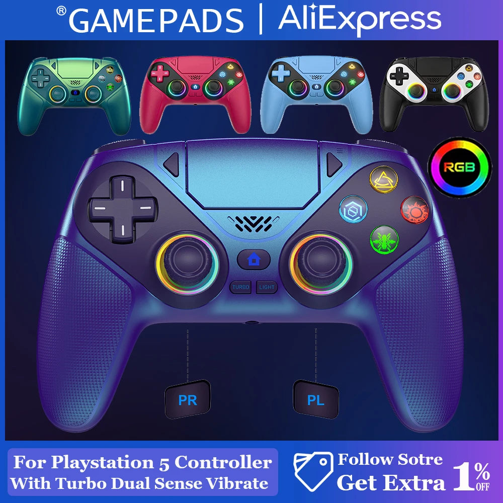 Bluetooth Gamepad For Playstation 5 Wireless Controller PS5 Console Gaming Controller  With Turbo Dual Sense Vibrate Programming