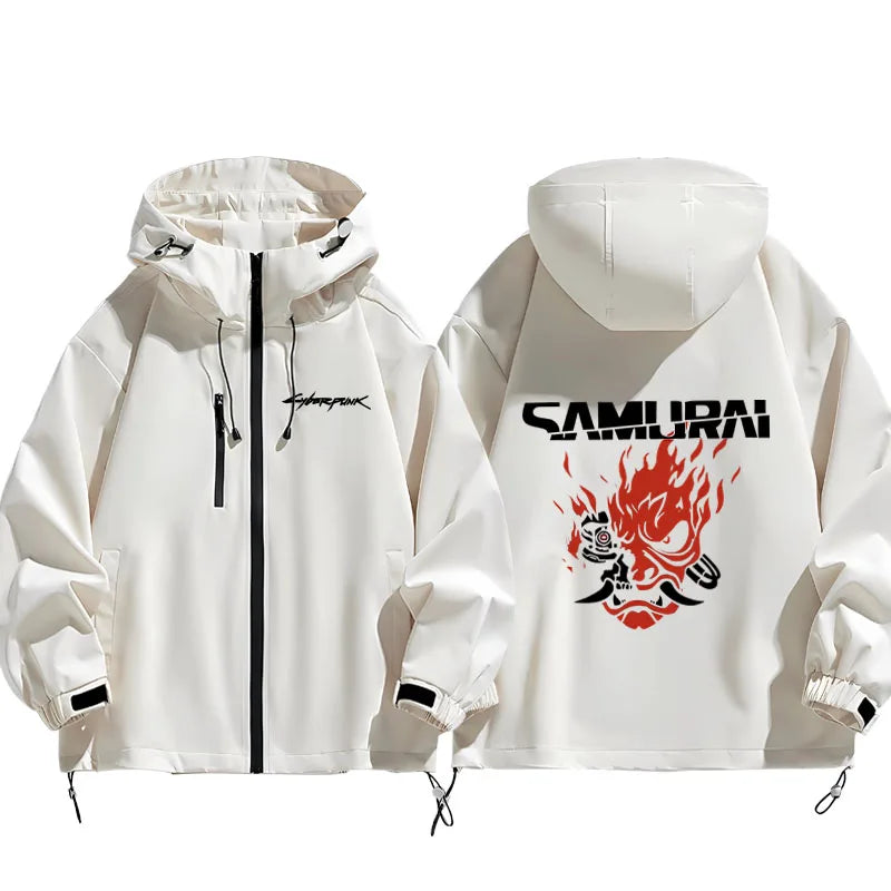 2077 Game Anime Surroundings Casual Men's Autumn Winter Thiened Faionable All-Match Hooded Jaet Waterproof Po...