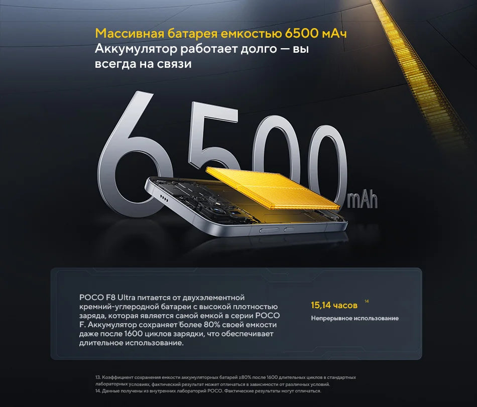 POCO F8 Ultra Global Version Smartphone Snapdragon 8 Elite Gen 5 6500mAh Battery 100W HyperCharge 50MP 6.9" 120Hz Display NFC