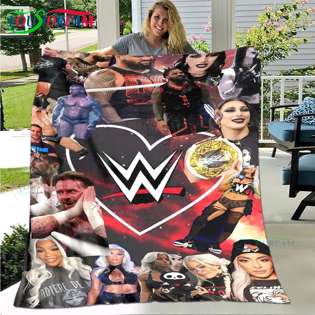 Fashion Wrestling Sport W-Wwe Print Blanket Flannel Thin Blanket Portable Home Travel Office Lunch Break Blanket Bath Towel Gift