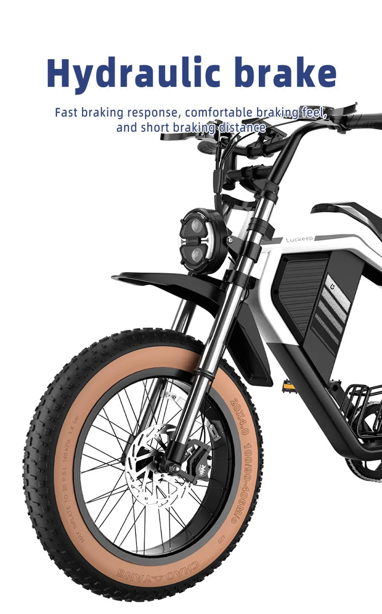 E-Bike 1500W Motor 52V20AH All-terrain Fully Suspended Off-road Motorcycle Electric Bike 20*4.0-inch Fat Tire  Electric Bicycle
