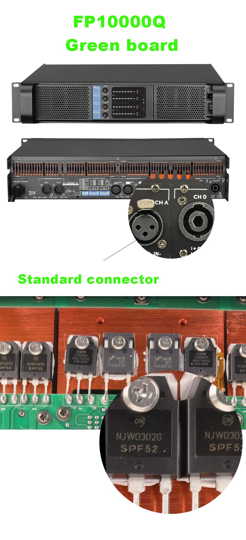FP10000Q/FP20000Q Professional Audio Power Amplifier 2 Ohm Stable 4 Channels Class TD Amp 4x1350W 10000 Watts ON-Semi Live Show