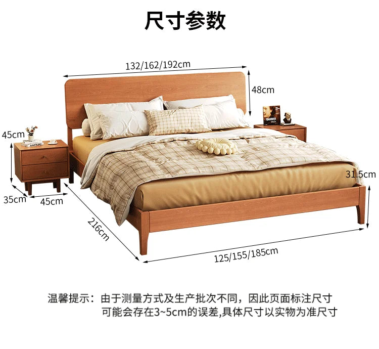 Elegant Modern Bed Frame Simple Wood European Nightstands Queen Bed Frame Twin Full Size Cama Moderno Lujo Home Furniture