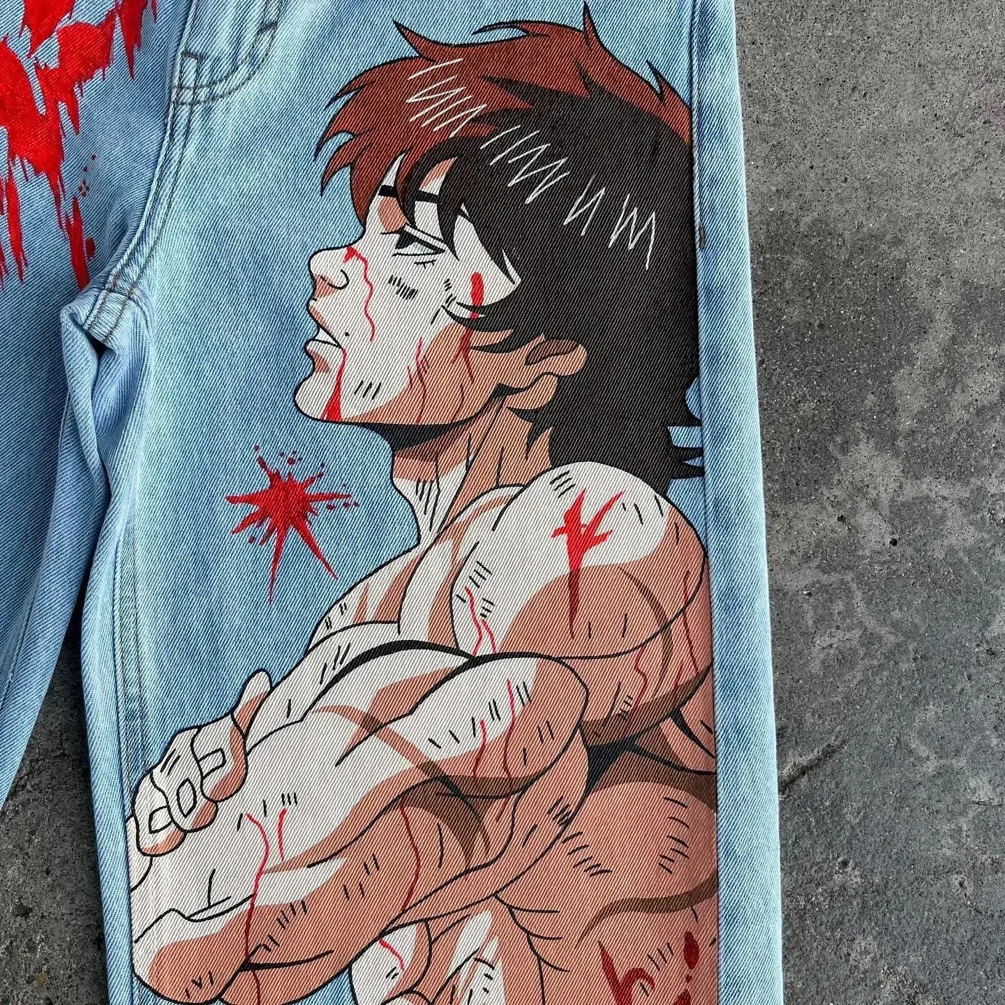 Hip Hop Y2K baggy jeans Anime  print pattern Vintage Streetwear fashion Harajuku men women high waisted Casual wide leg jeans