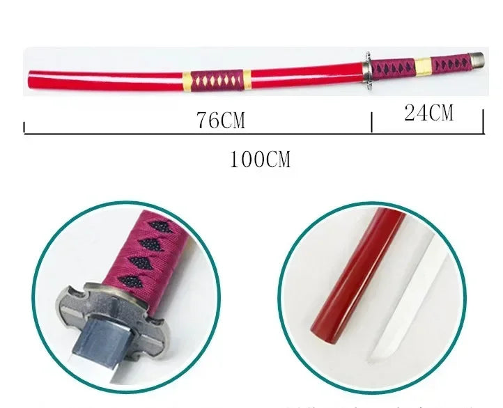 104cm Zoro Katana Sandai Kitetsu Sword Wooden Ninja Blade Anime Cosplay Prop Real Size Japanese Katana Samurai Sabre Kid Toy