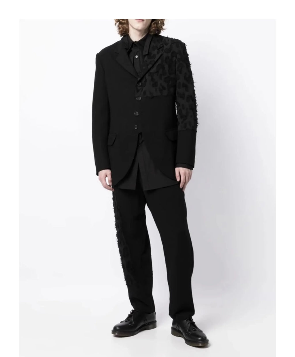 YOJI OOAK Design sense men's patchwork single breasted suit jacket special processing leopard print style 4 button top