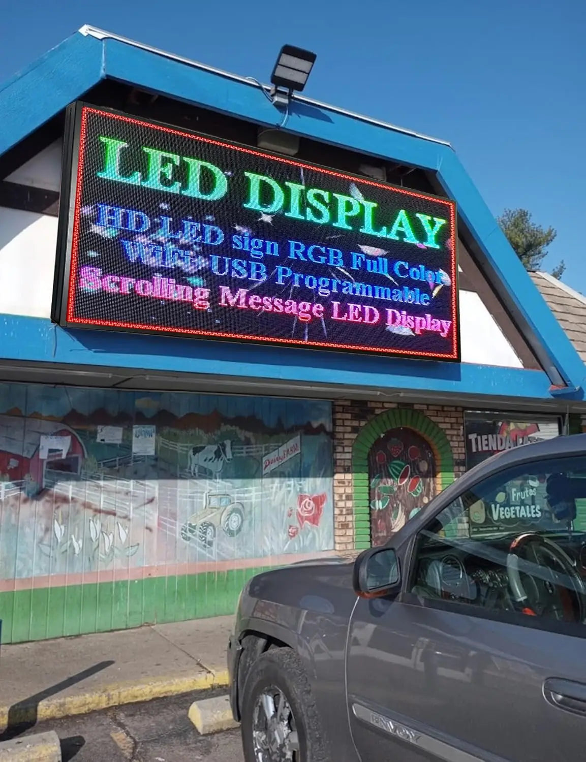P5 Programmable LED Sign 65" x 33" For Outdoor With Waterproof IP45 LED Display Screen WiFi+USB LED Scrolling Message Board