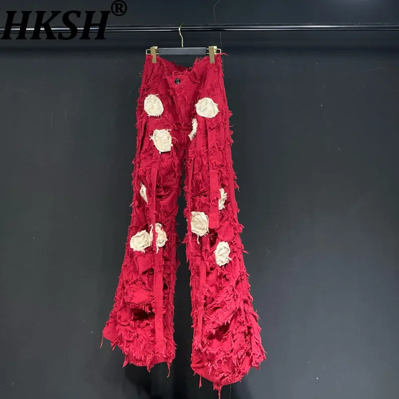 HKSH Original Niche Design Spring Summer Men Floral Casual Pants Simple Light Luxury Waste Land Women Chic Ins Punk Vibe HK22699