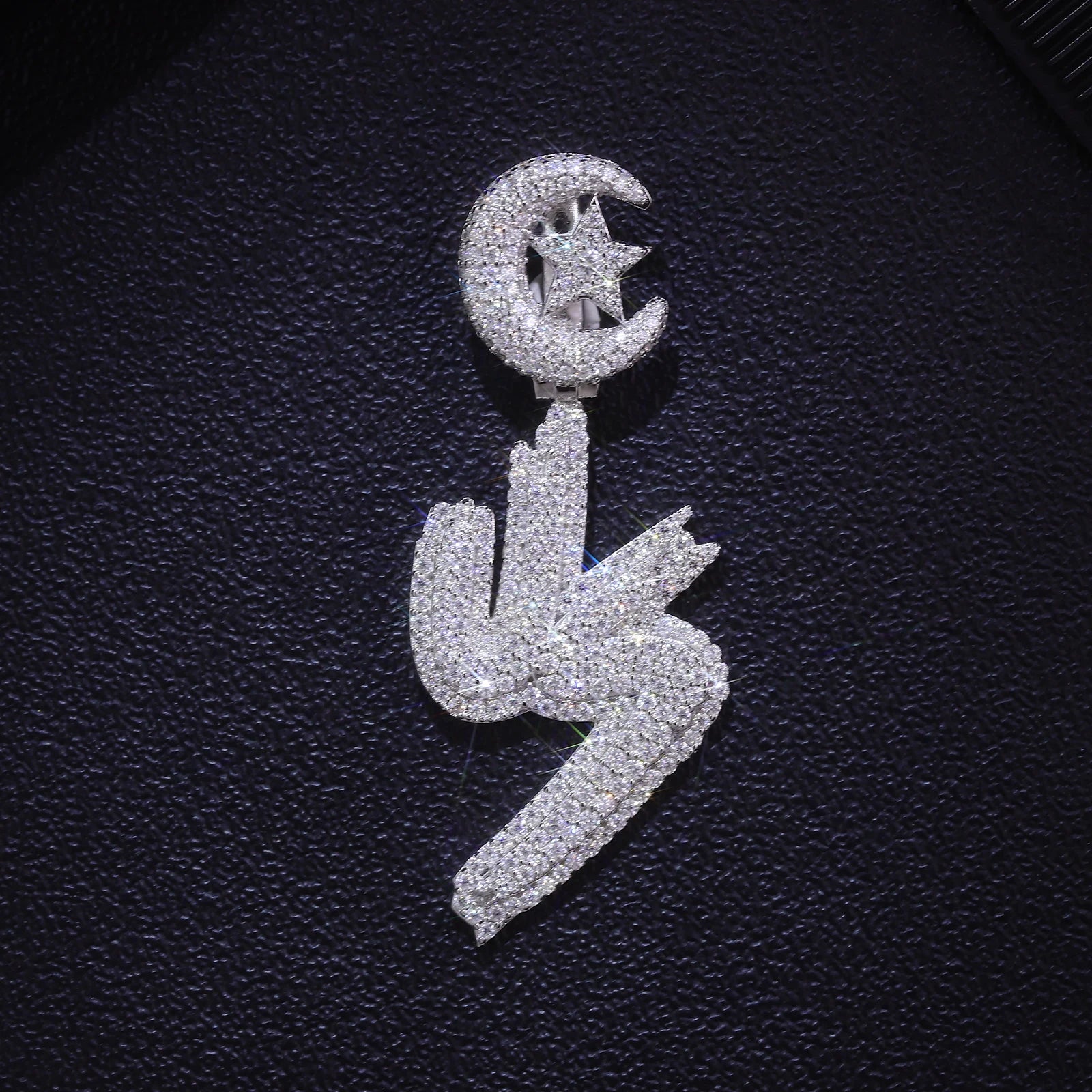 Provence jewelry 925 Sterling silver pendant Letter VS star moon lab diamond pendant for men rock hiphop jewelry boyfriend gift