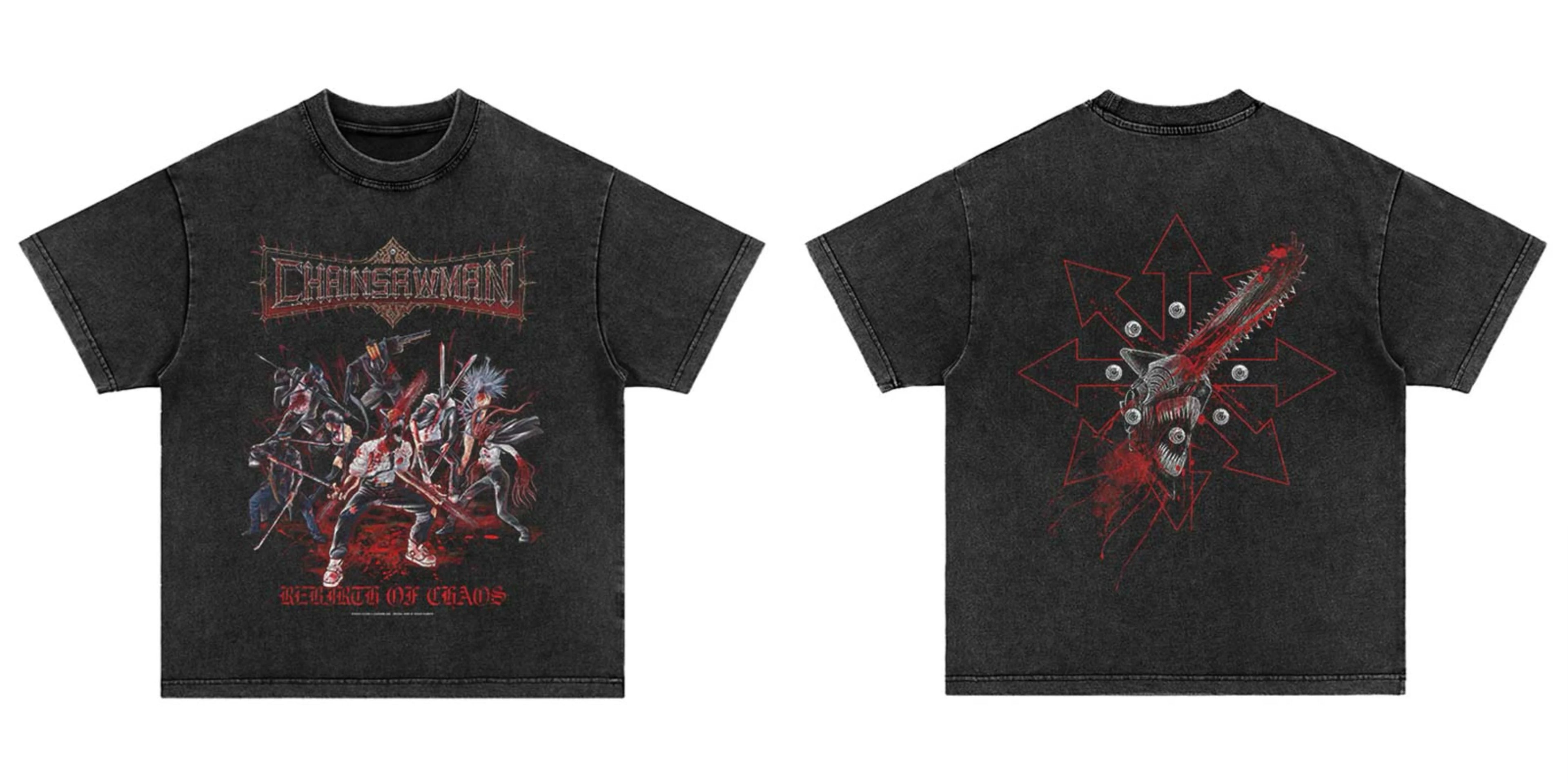 2025 Japan Hip Hop Harajuku Punk Comic Summer Anime Print T-Shirt Streetwear Vintage Washed Fashion Oversized Cotton Tshirt Tops