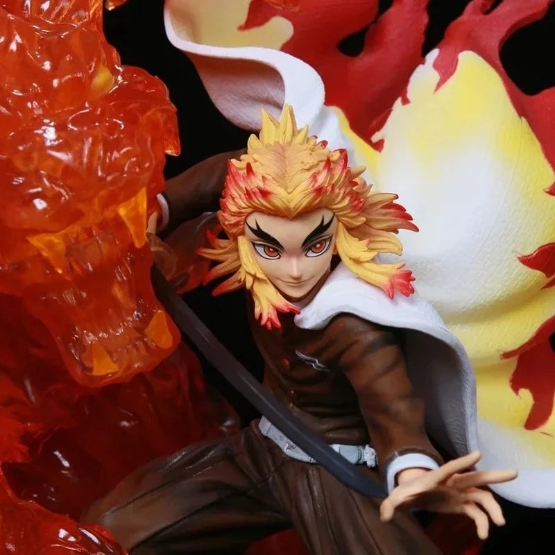 39cm Demon Slayer Rengoku Kyoujurou Action Figure Flame Breathing Light-Up Statue PVC Anime Character Collection Model Fan Gift