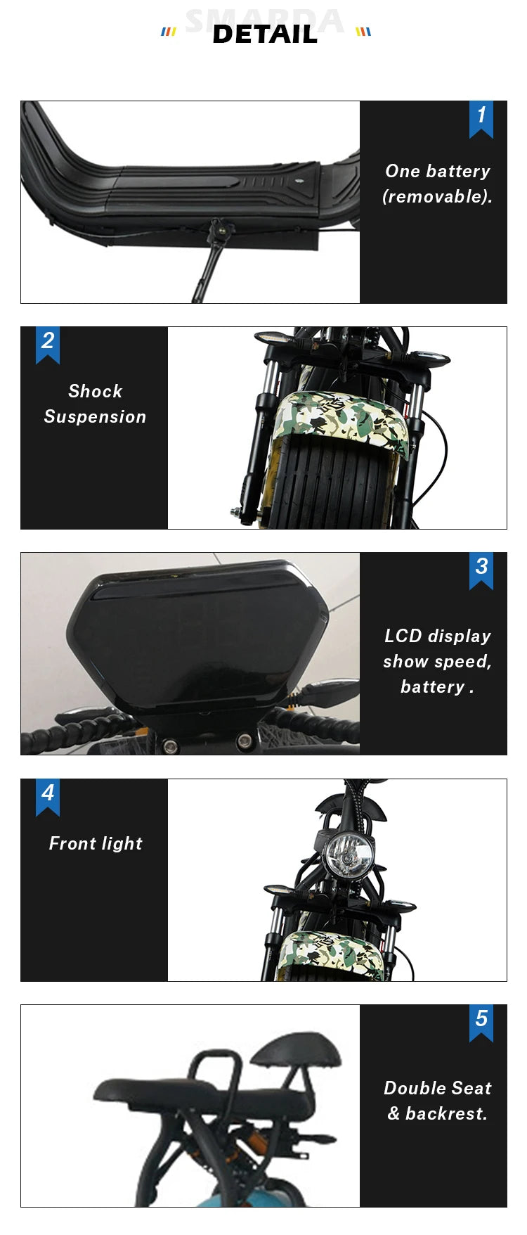Electric scooter lithium ion battery e scooter eec coc 1500w golf scooter