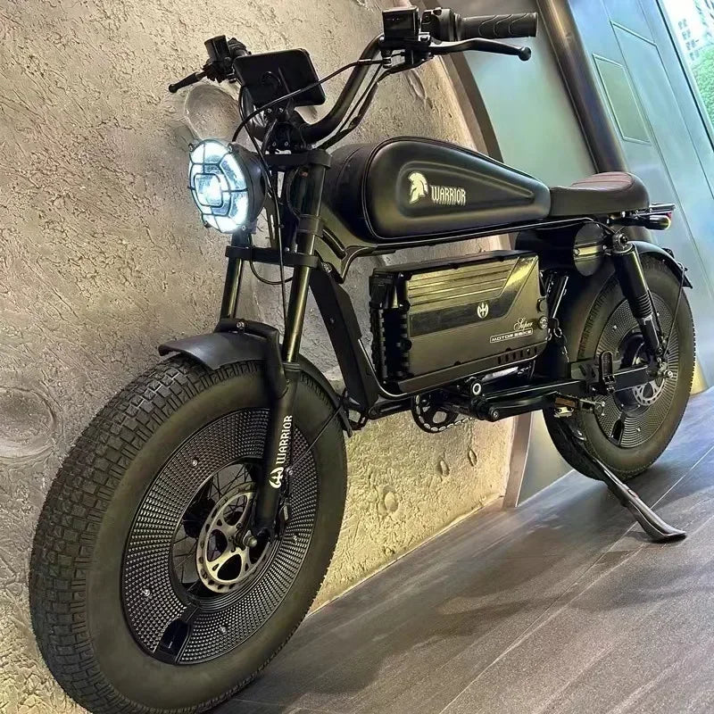 Ebike ZPW Black Warrior 3000W 60V 45AH Camping Motorcycle, Adult Electric Bike 20 Inch Fat Tire Electric Bike