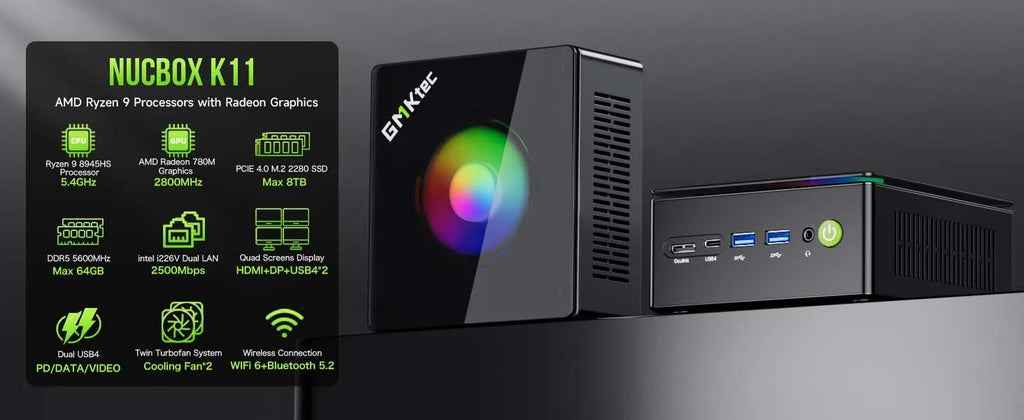 GMKtec Oculink Gaming PC K11 K8 Plus M7 AMD Ryzen 9 8945HS 8845HS 6850H 2*USB4 2*DDR5 2*2.5G LAN Windows 11 Mini desktops WiFi6