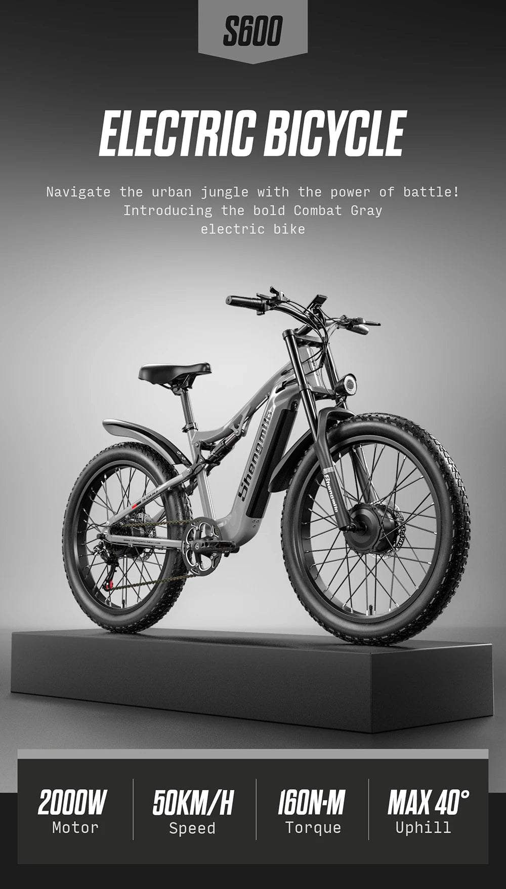 26" Electric Motorcycles fat tire E Bike For Adults,2000W Peak Motor Ebike 31Mph 50Miles 17.5AH Adults Electric Mountain Bicycle