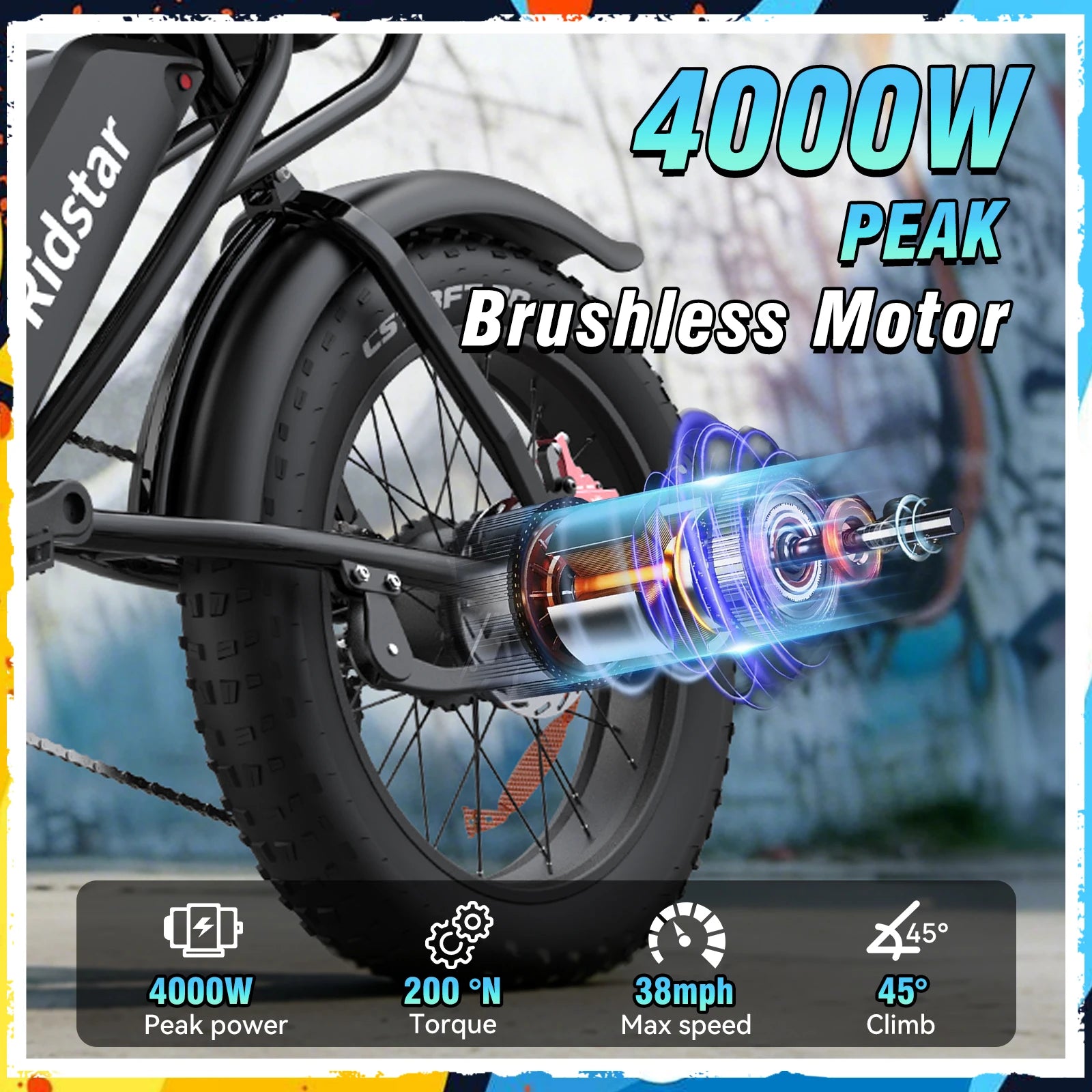 RIDSTAR PRO30 4000W Electric Bike for Adults 33MPH 48V 40AH 20x4" Fat Tire Dirt Bike Shimano 7-Speed E-Bike Commuter Motorcycle