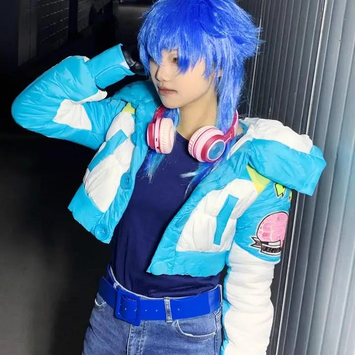 DMMD Dramatic Murder Leaf Matsuda Outerwear Cosplay Vest Loose Fit Long Sleeve Short Length Zipper Closure Cartoon Anime