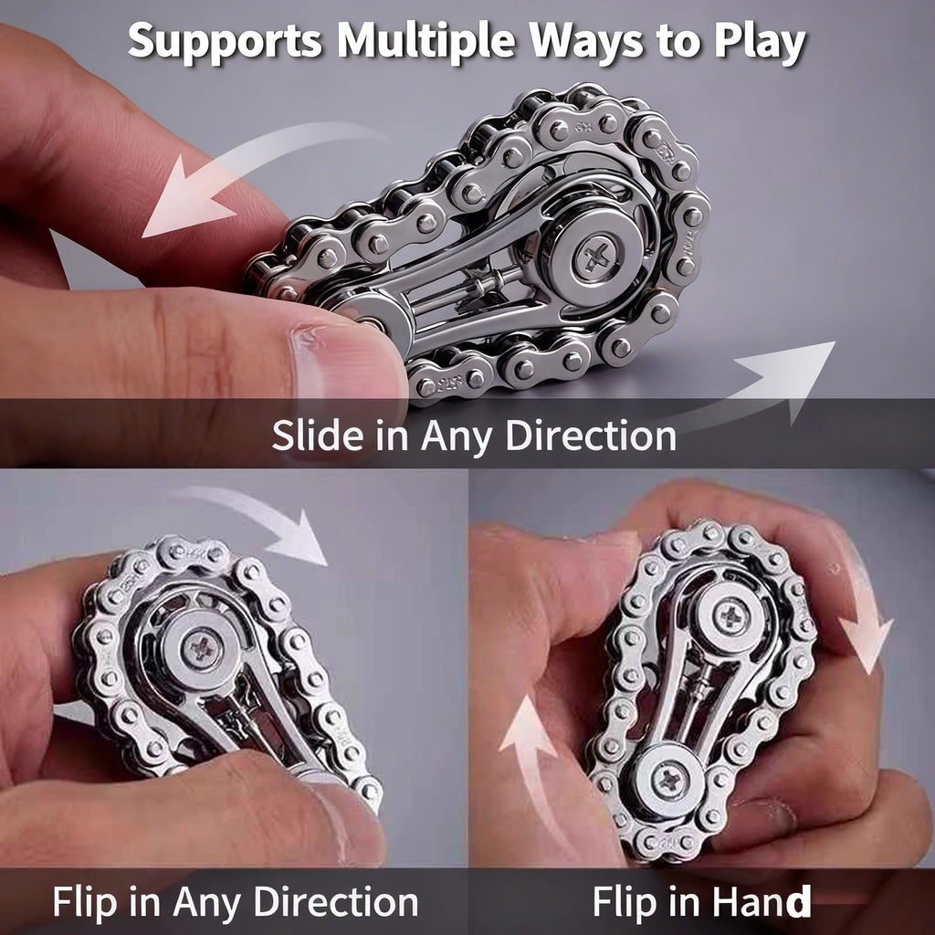 Metal Flywheel Gear Chain Gyro Fingertip Gyro Sprockets Fidgets Toy Anti-stress Fidgeting Spinners Finger Exercise Toys Xmas