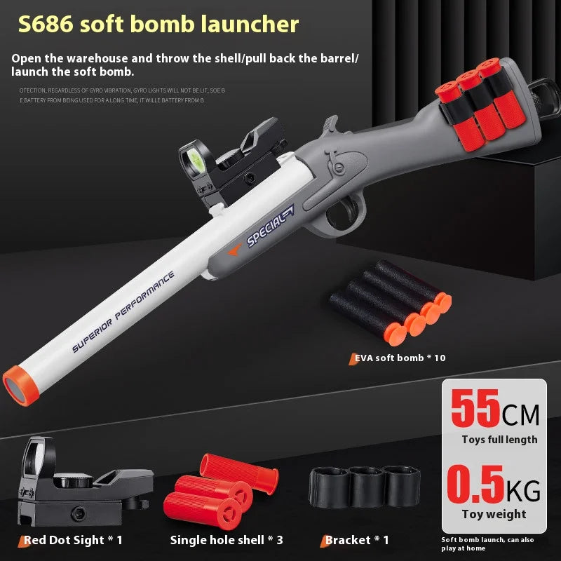 2024 S686 Shotgun Shell Eject Toy Gun Soft Bullet Airsoft Launcher Outdoor Sports Pistola Shot Gun Weapon for Children Boys Gift