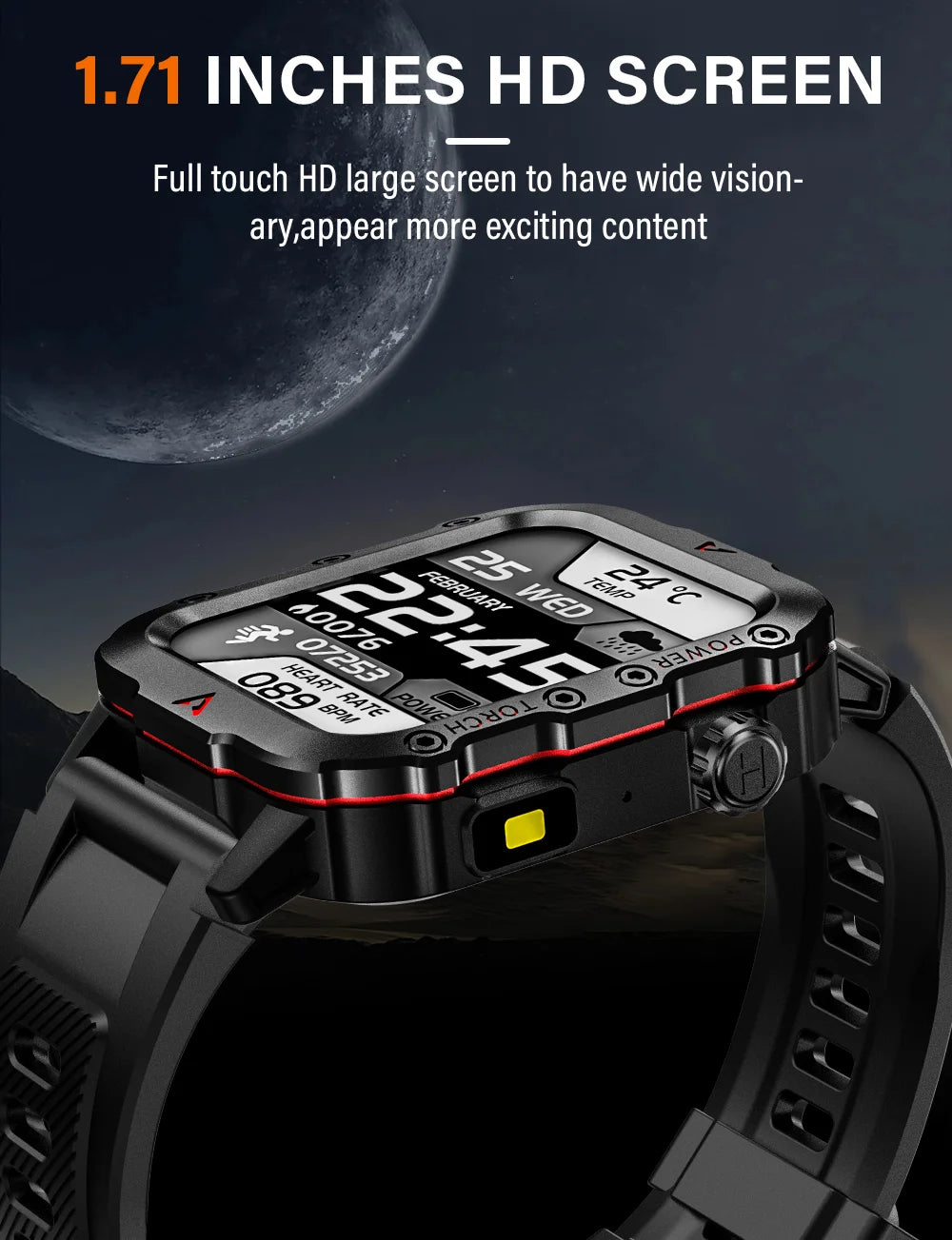 SmartWatch Men Militray Outdoor Sport GPS Fitness Tracker Heart Rate Smart Watch Waterproof New