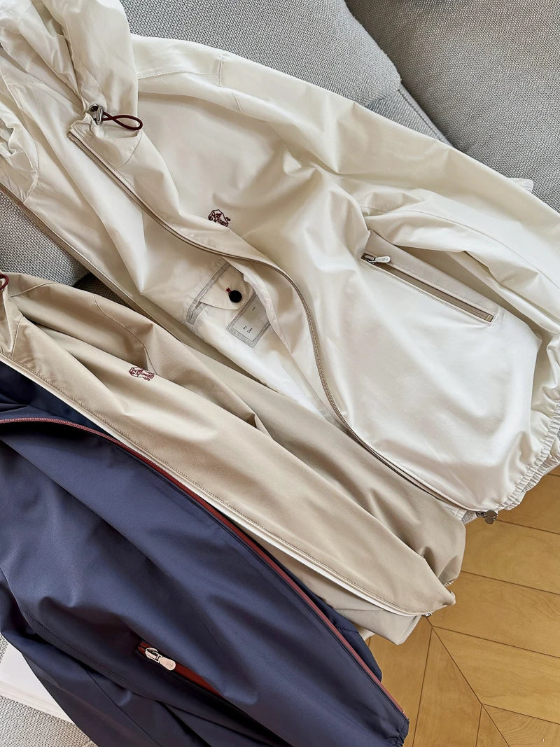 ALIN BC Top Line Microfiber Lightweight Tech Fabric Casual Men's Hooded Spring Autumn Jacket Outerwear Standard Fit Long Sleeve